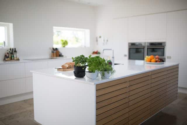 white kitchen with an island