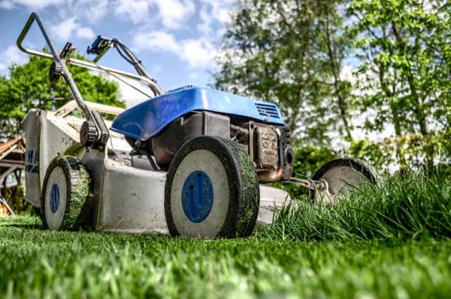 a-close-up-view-of-a-lawn-mower-cutting-thick-green-grass-in-a-sunny-backyard-with-trees-in-the-background