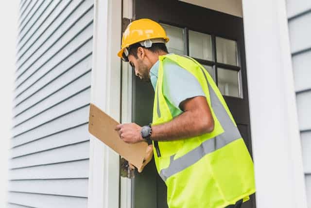 repair-person-looking-at-outside-of-house-with-clipboard